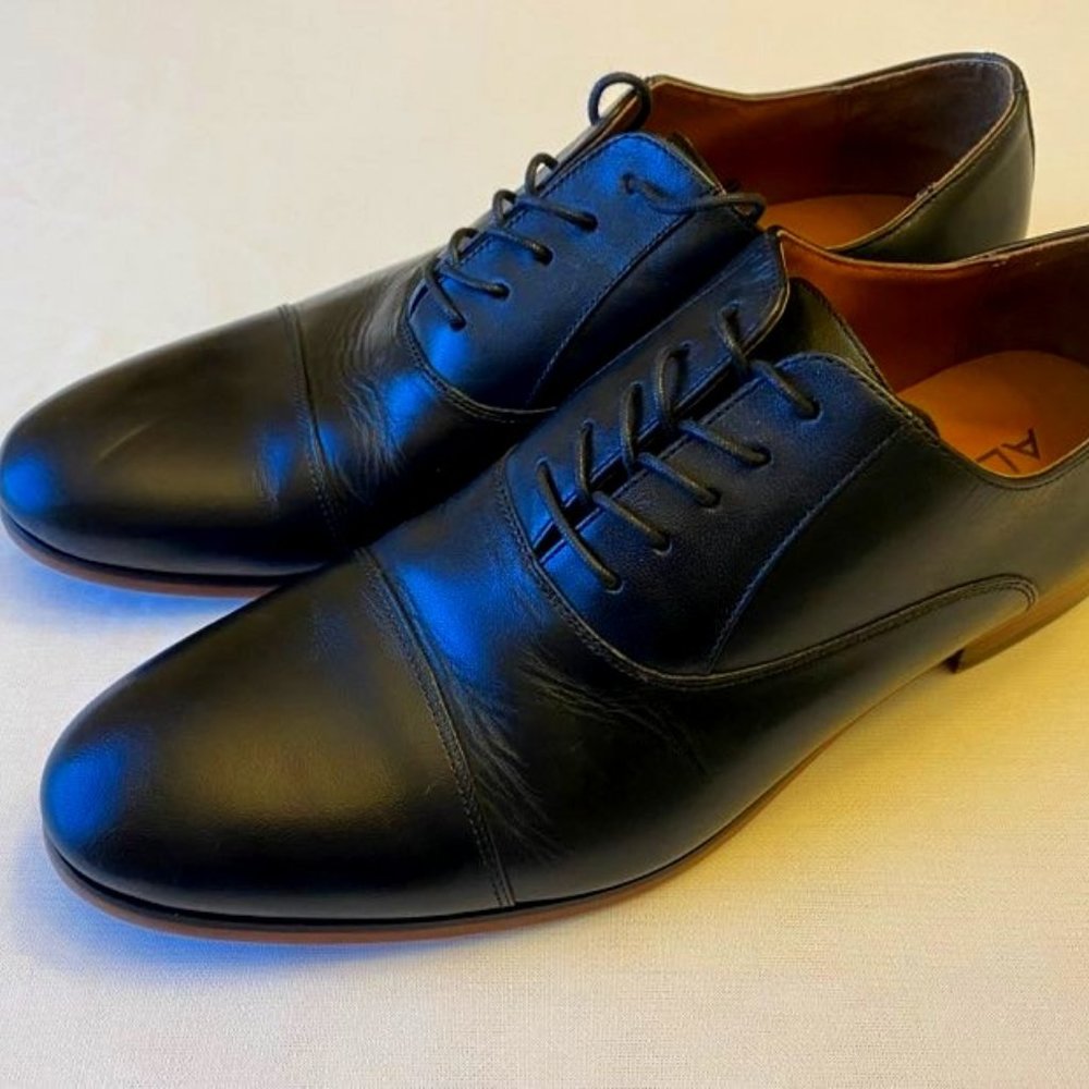 ALDO Size 8 Black Leather Oxford Cap Toe Dress Shoe